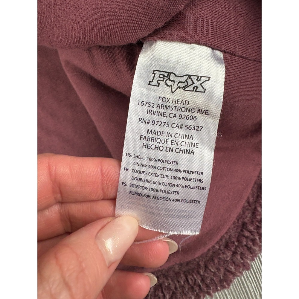 Fox Racing Womens Large Quarter Zip Sherpa Fleece Pullover Hoodie Pinkish Brown - Picture 9 of 10
